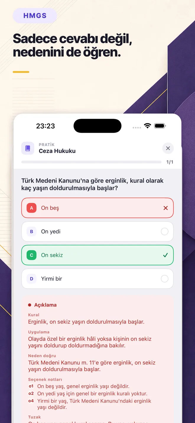 Ayrıntılı soru açıklaması ekranı.